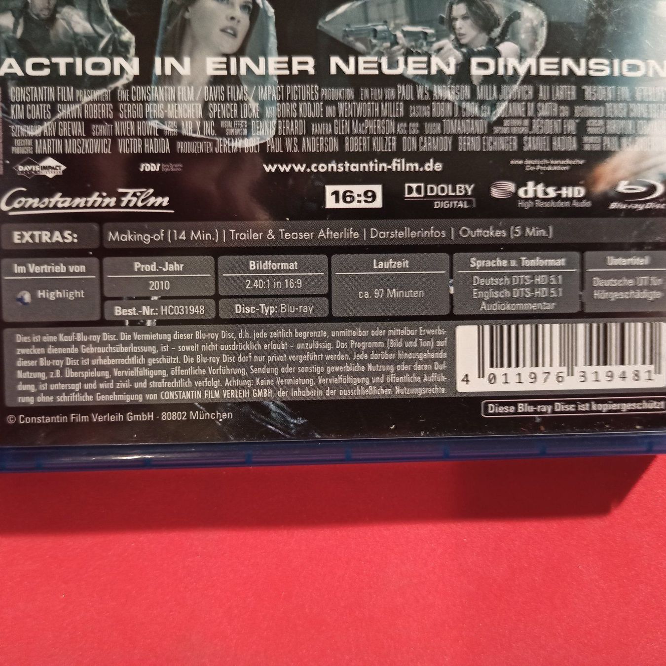 Tutti i DVDs: Resident Evil: Afterlife – Usato da Dübendorf venduto da kb86_MOVIE 2