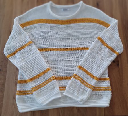Strickpullover weiss gelb gestreift Grösse M