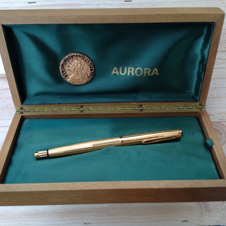 Stylo Plume AURORA Duo Cart Vintage - Plume En Or 14K, Fabriqué En Italie, Occasion
