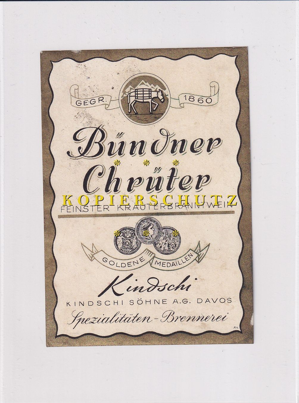 Carta: Etikette für Schnaps - Bündner Chrüter /bd – Usato da Hombrechtikon venduto da Rudolf07