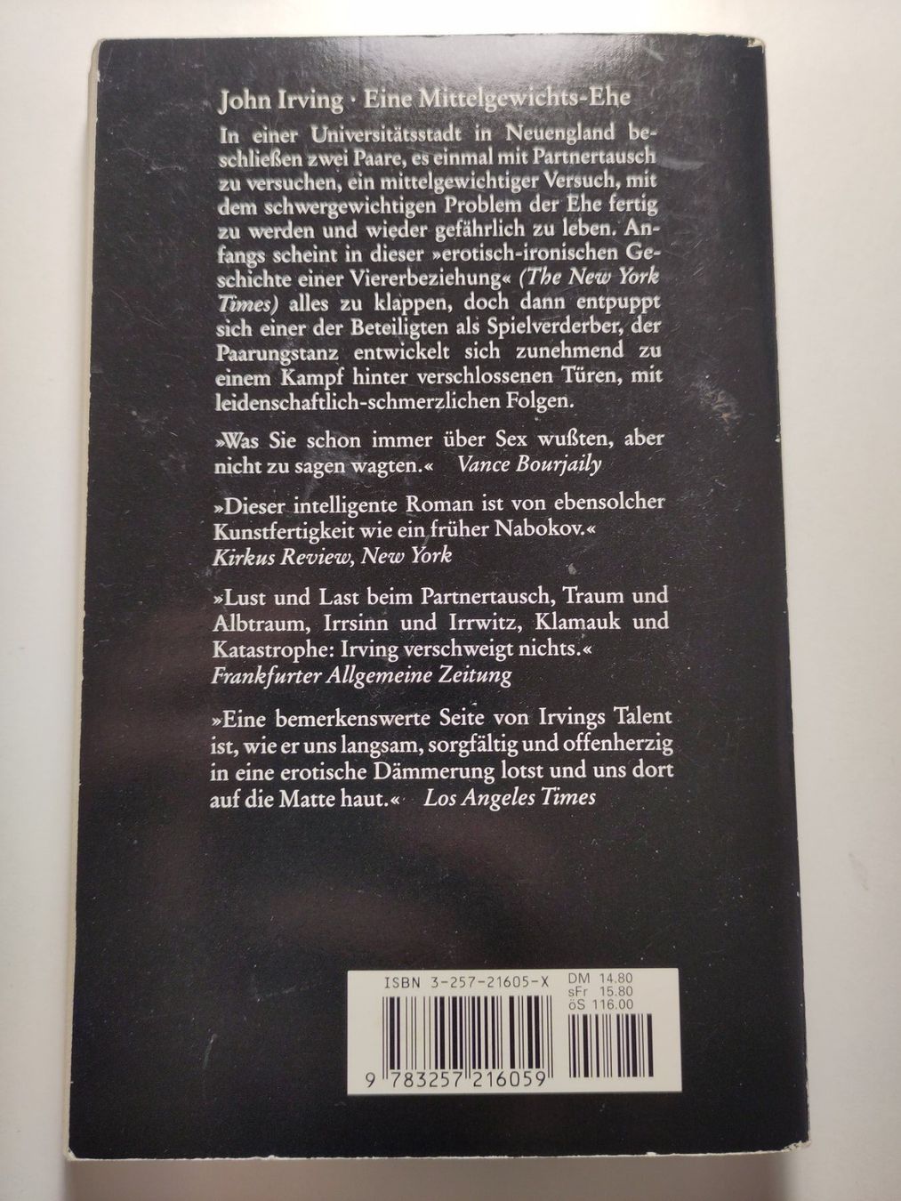 Libri: Eine Mittelgewichts-Ehe - John Irving – Usato da Bülach venduto da Tiefschlaflos 1
