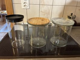 3 Aufbewahrungsdosen aus Glas