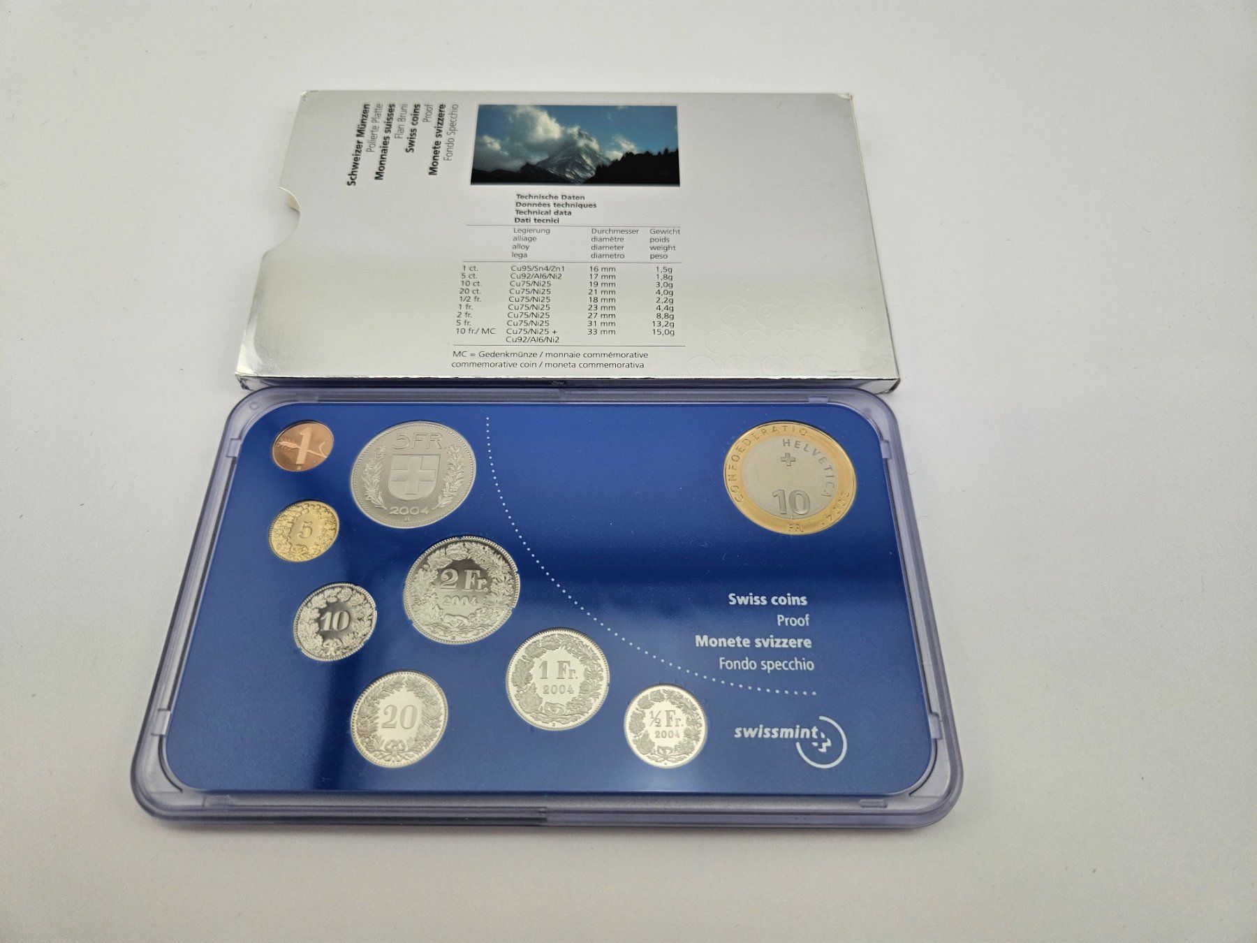 Tutti le monete: Schweizer Münzsatz Matterhorn 2004 Polierte Platte – Nuovo e nell'imballaggio originale da Therwil venduto da Racingr6 1