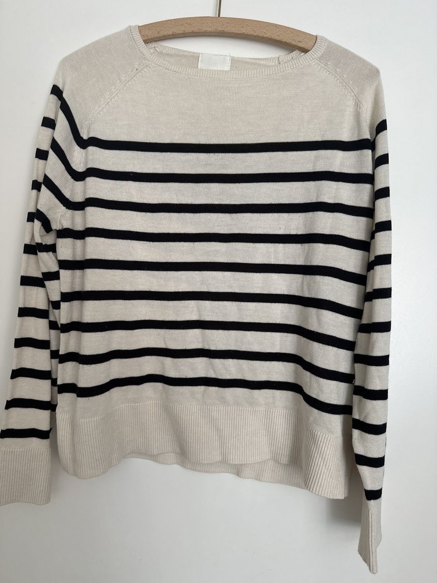 H&M Maglioni & Felpe: H&M Strickpullover, beige/schwarz gestreift, Gr. M – Usato da Gunzgen venduto da Pimsu 1