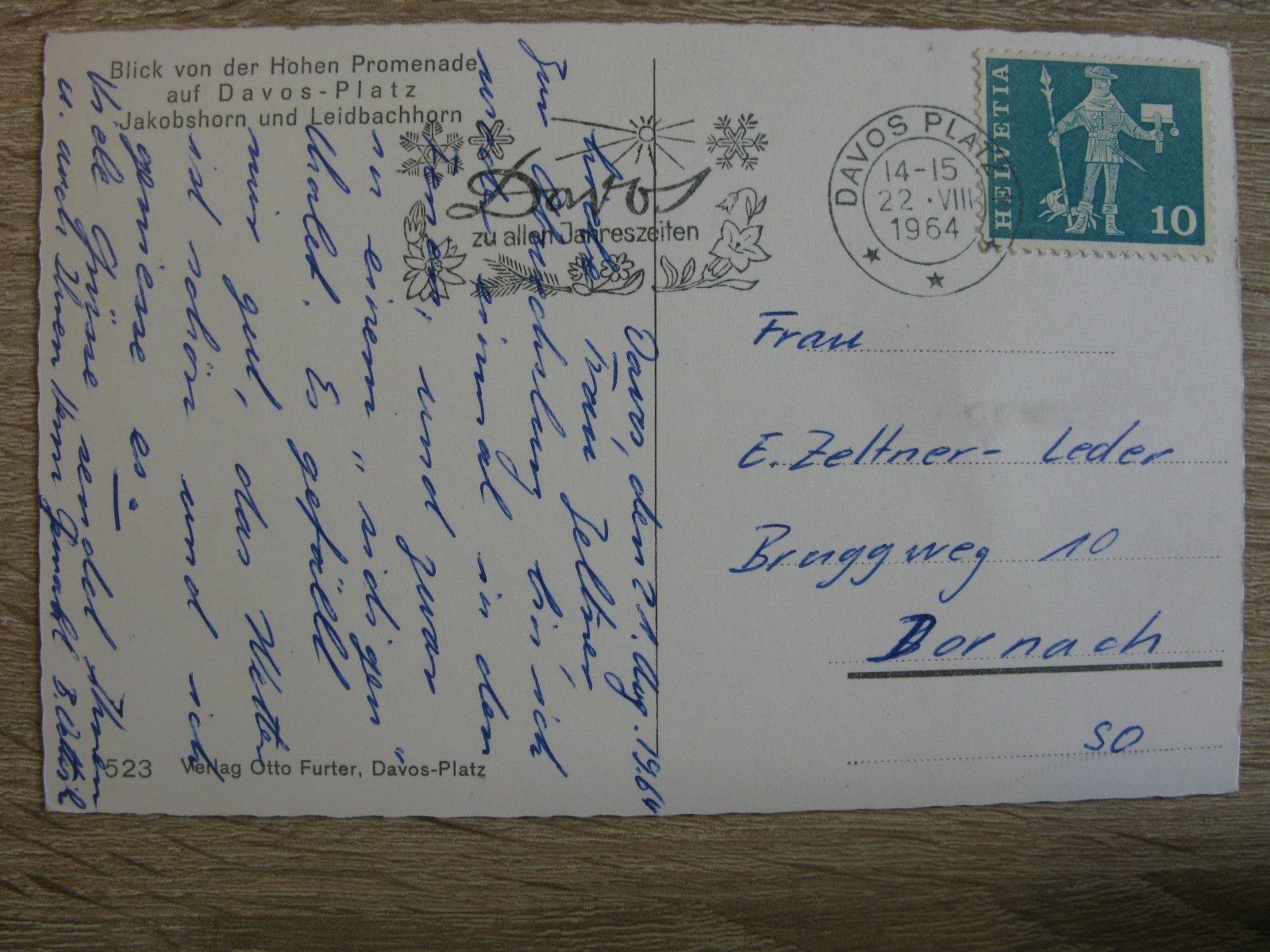 Cartoline postali: Ansichtskarte Davos 1964 – Usato da Muttenz venduto da Bhuebi 1