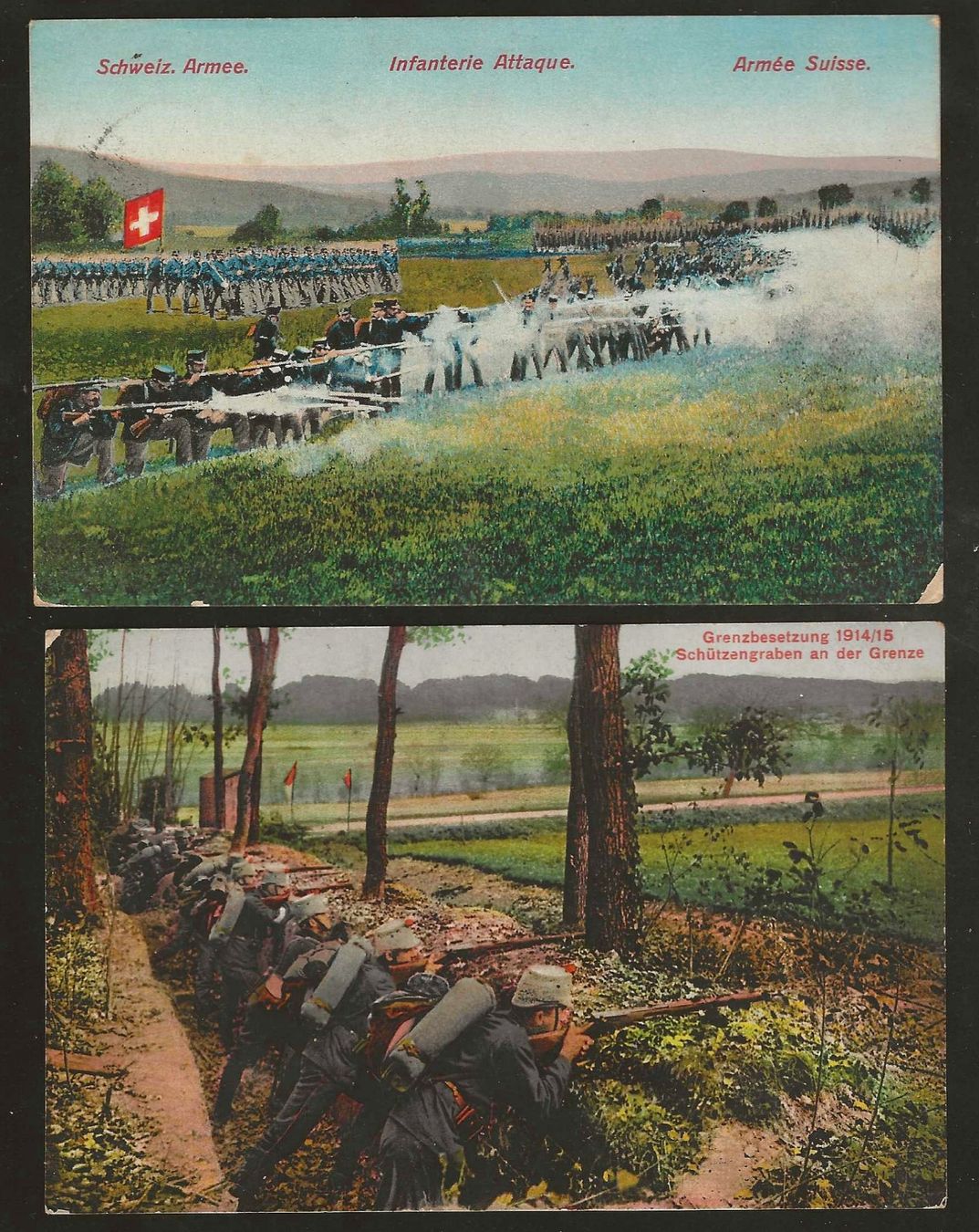 Cartoline postali: 1914/15 : 2 AK Grenzbesetzung, Schweizer Armee – Usato da Gümligen venduto da Geniusbuy