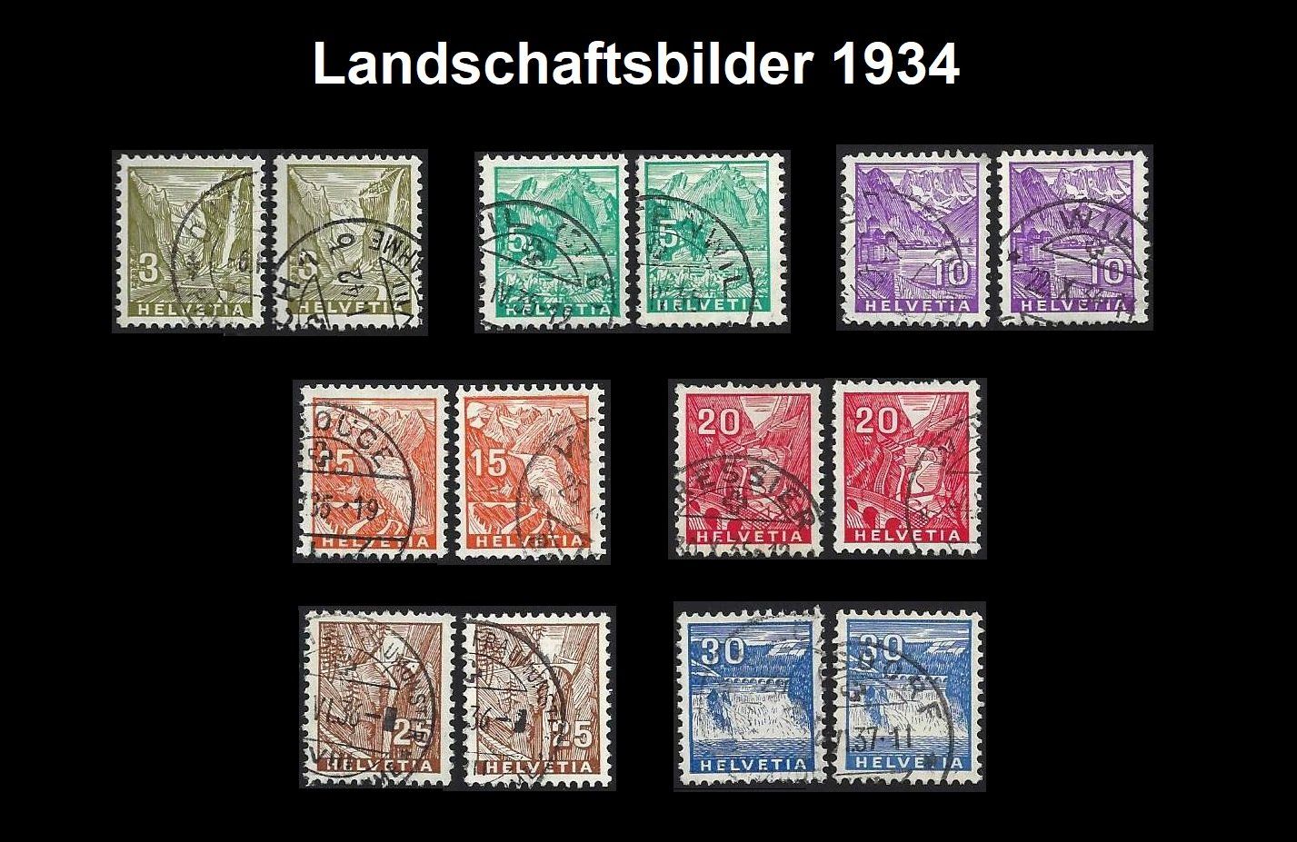 Tutti i francobolli: 1934 Landschaftsbilder, 2 komplette Serien – Usato da Baar venduto da W47