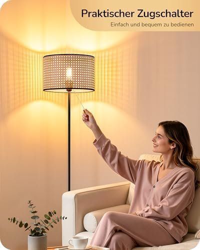 Lampen: Stehlampe Schwarz Rattan Lampenschirm E27 – Neu und originalverpackt aus Hundwil von Stallone5 3