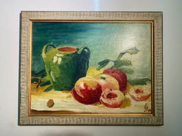 Ölgemälde Stillleben mit Krug und Pfirsichen - 1923