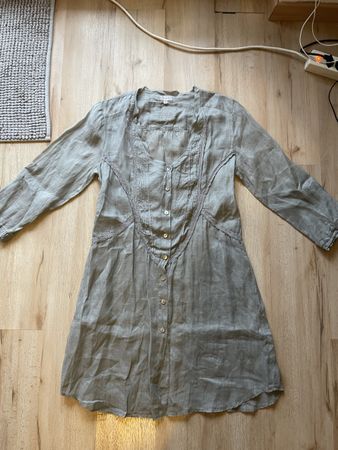 Robe chemise verte vintage Nile, 100% ramie,   S. état neuf
