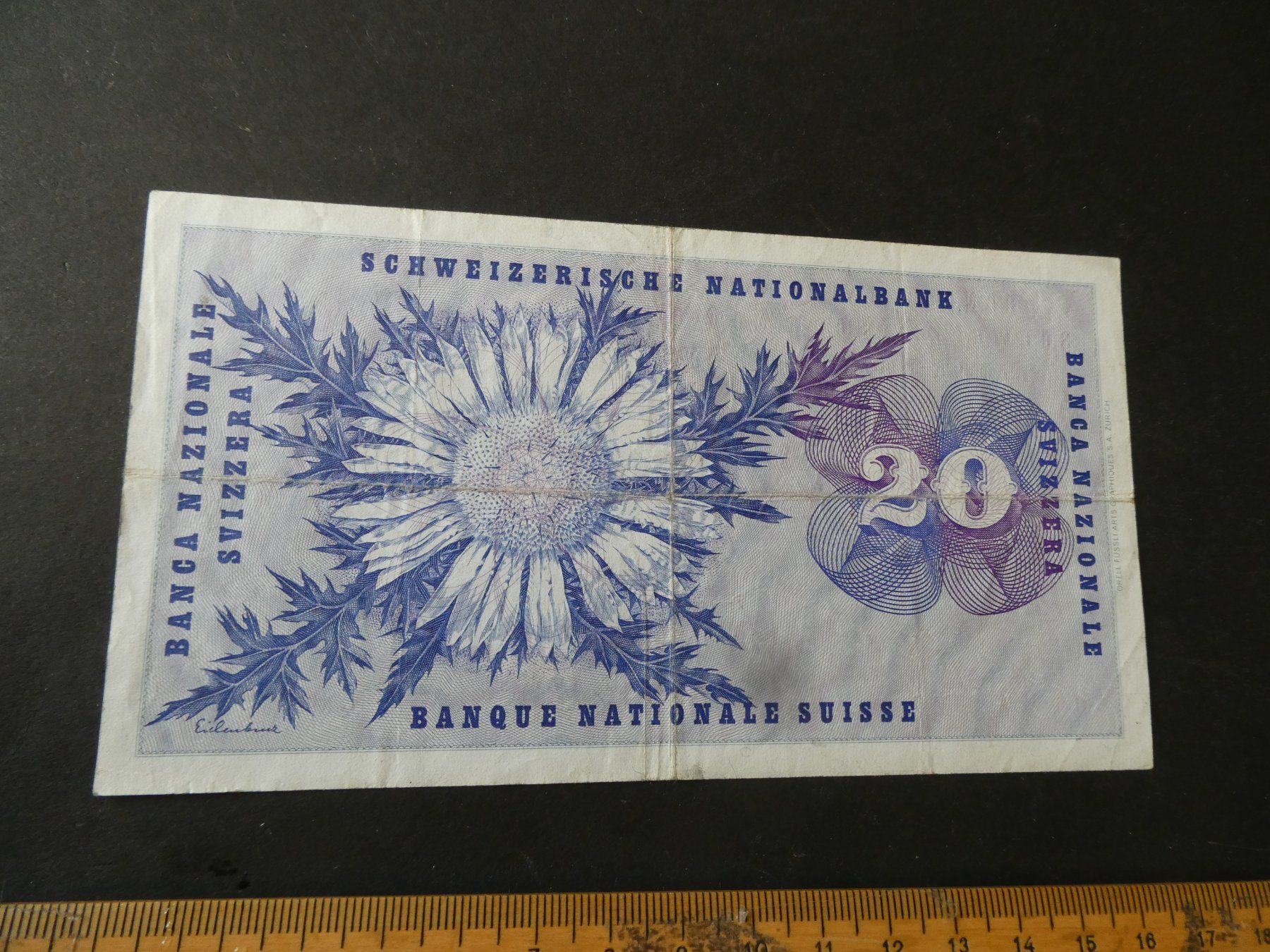 Banconote: Schweiz 1974, 20 Franken – Usato da Hinterforst venduto da Rohusri 1