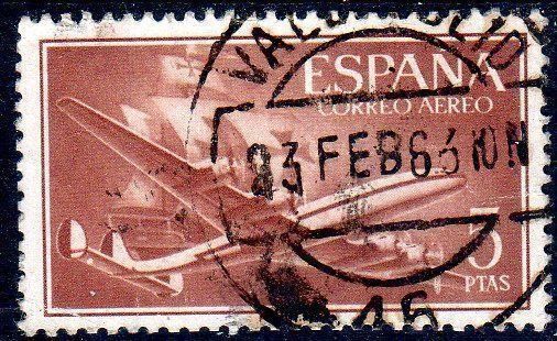 Tutti i francobolli: SPANIEN 1955 FLUGPOSTMARKE GESTEMPELT – Usato da Losone venduto da EM2019