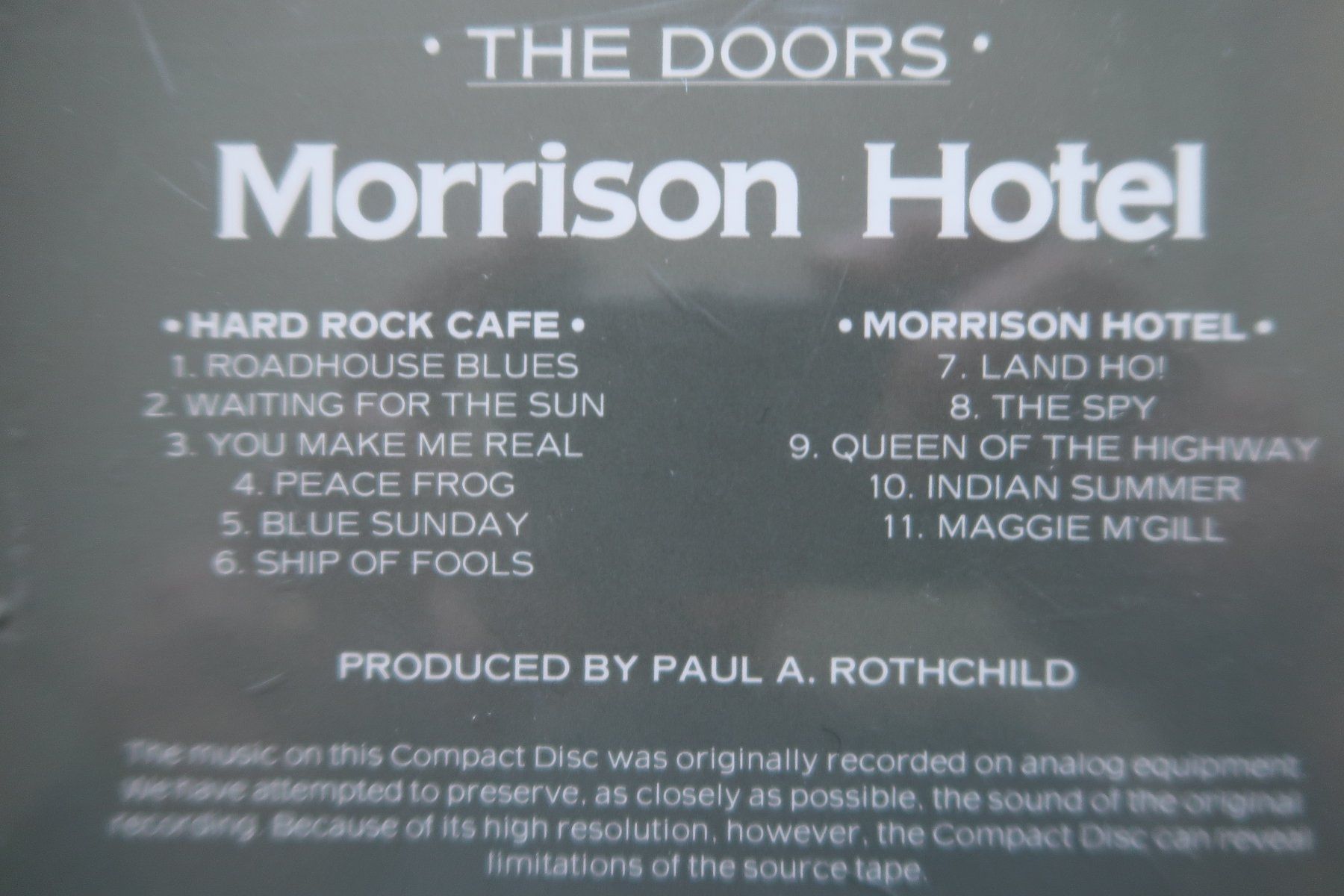 CD: THE DOORS - MORRISON HOTEL - CD – Usato da Basel venduto da Patiscat 2