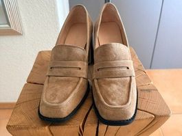 Loafer Linda Balimann beige mit Blockabsatz neuwertig