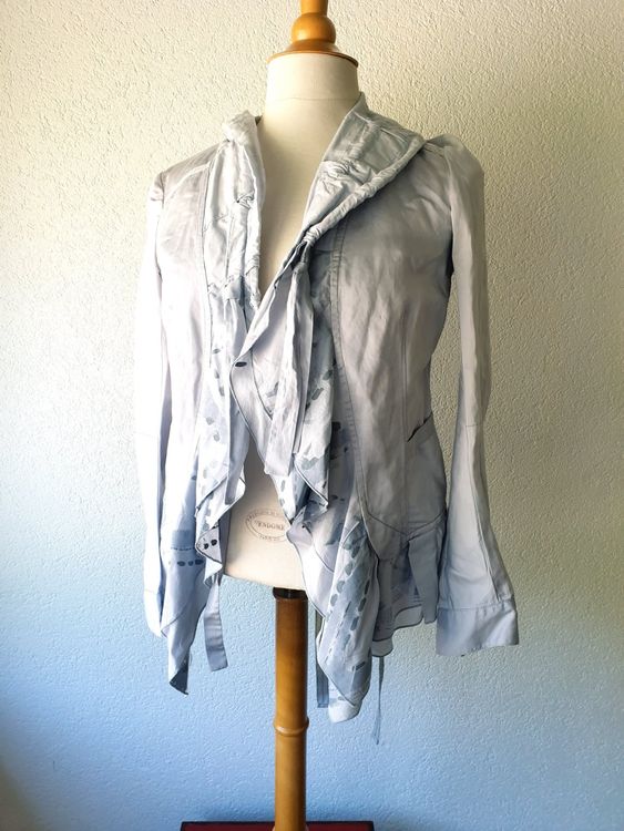 Chemisier Noué Marithé & François Girbaud En Coton/soie Bleu/gris - Taille 38/40 - Made In Italy - Neuf Sans étiquettes