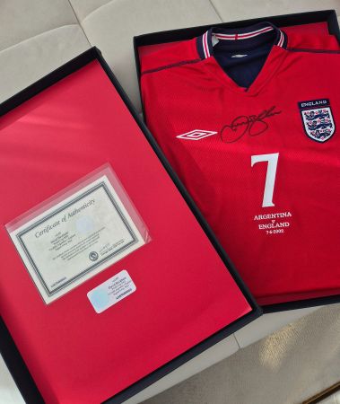 Original England Trikot signiert von David Beckham Nr.7