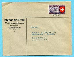Brief von Oberrieden nach Thalwil 1939 - Abs: Stamm & Co.