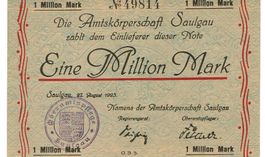 Saulgau 1 Mil.Mark+Stempel 27.08.1923 VZ+-VZ++