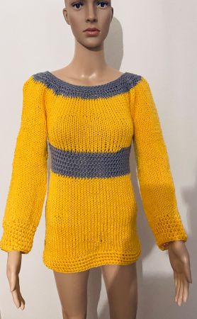 Pullover Gelb Grau Neu