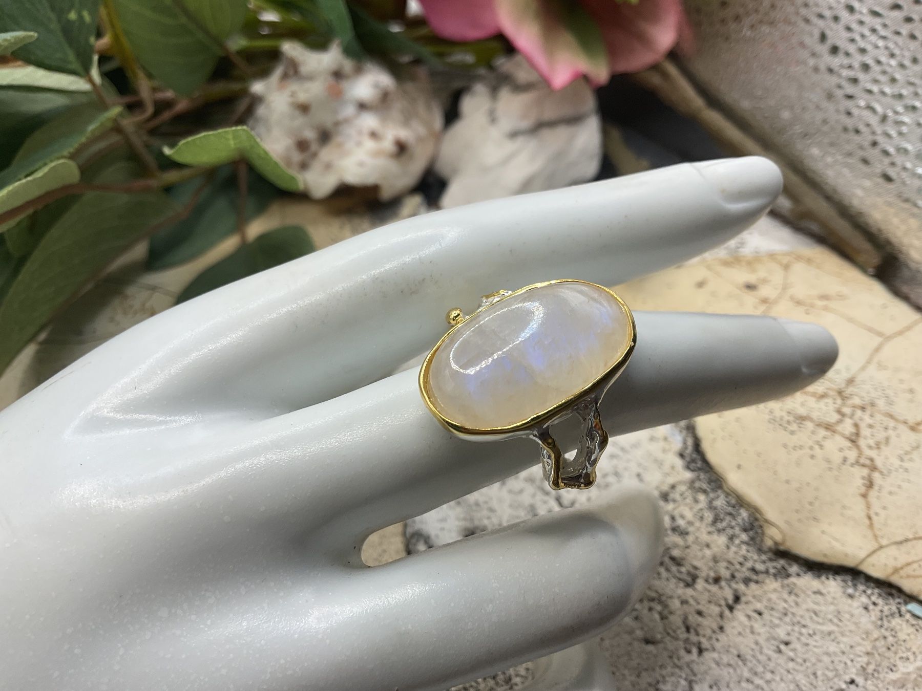 Ringe: Silberring mit grossem Mondstein, Gr. 55.5 – Gebraucht aus luzern von Alpendorf1 3