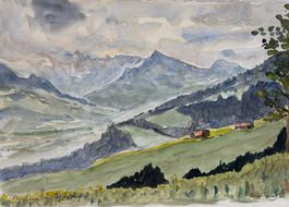 M. Debrunner, 1964 - Aquarell, Morgenwetter im Toggenburg