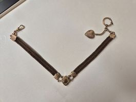 Antike Haarkette, Golddoublé, für Taschenuhr, Biedermeier