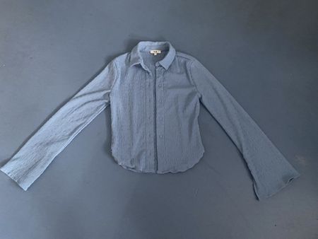 Bluse, gerippt, hellblau, Gr. XS