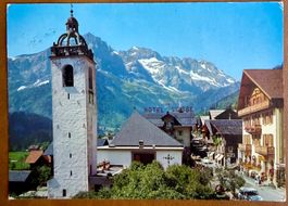Champery - L'Eglise & Hôtel Suisse et la rue principale 1970