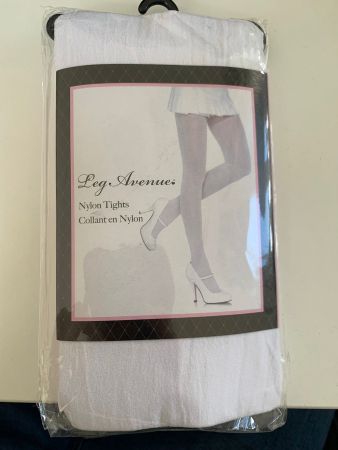 Collant blanc Leg Avenue neuf, taille unique, soyeux! (53)