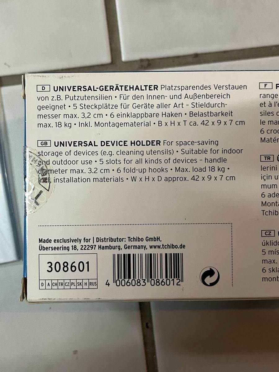 Supporti a parete: Universal-Gerätehalter von Tchibo. – Usato da Niederwil AG venduto da VST92 2