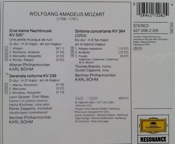 CDs: Karl Böhm - Eine Kleine Nachtmusik [Deutsche Grammophon] – Gebraucht aus Unterbäch von niquz 1