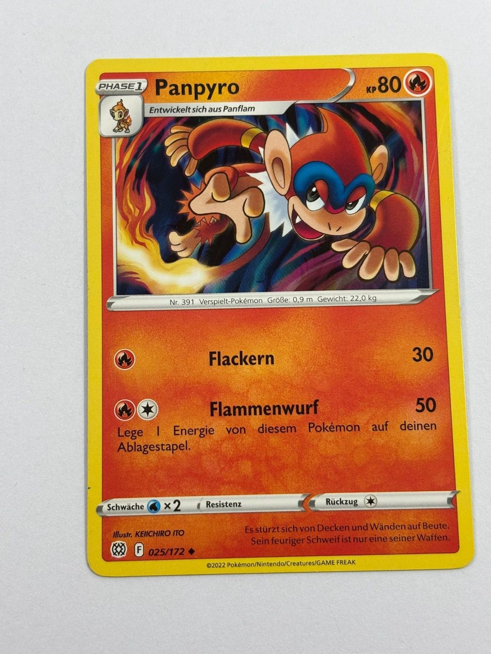 Pokémon Sammelbilder & Trading cards: Pokemon-Karte Panpyro 025/172 – Gebraucht aus Herisau von Seyashop1