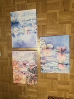 3 Leinwandbilder Seerosen Claude Monet Stil neu
