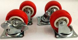 4er Set Lenkrollen Rad Ø 55mm / H 65mm / 2 Räder mit Bremse