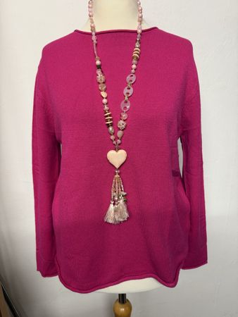 Damen Basic Strick Pullover pink s m