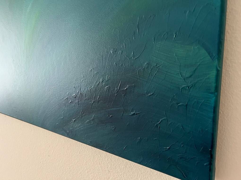Dipinti: 110x80cm Bild grünblau "Grünschimmer" – Nuovo e nell'imballaggio originale da Urdorf venduto da manuela4 3