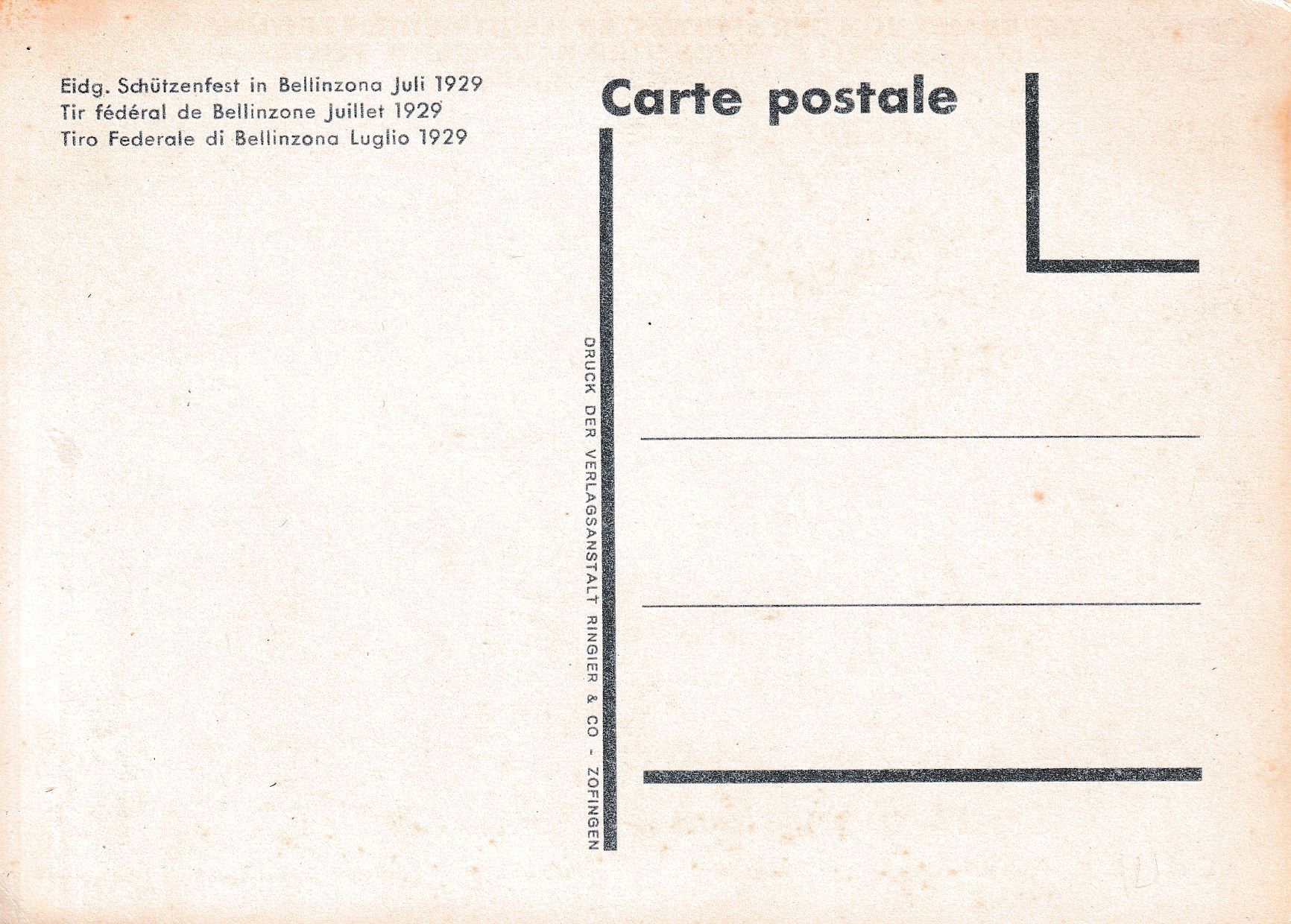 Ansichtskarten: Bellinzona TI       um 1929 – Gebraucht aus Brig von Valcards54 1