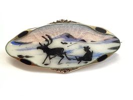 Antike Brosche Silber, Emaille, Elvik & Co. Norwegen