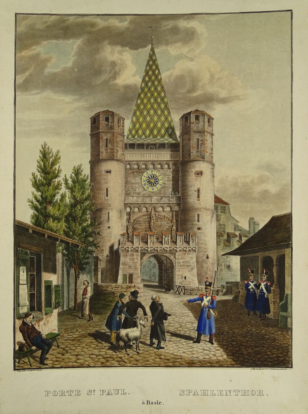 Incisioni: BASEL SPALENTOR, JUDAIKA, LITHOGRAPHIE UM 1850 – Usato da Grüningen venduto da Kartensammler