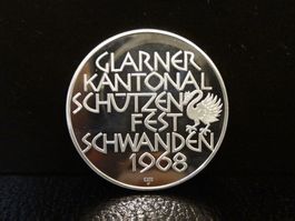 Medaille GLARNER KANT. SCHÜTZENFEST SCHWANDEN 1968 SILBER