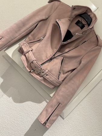 BERSHKA synthetische Lederjacke altrosa XS