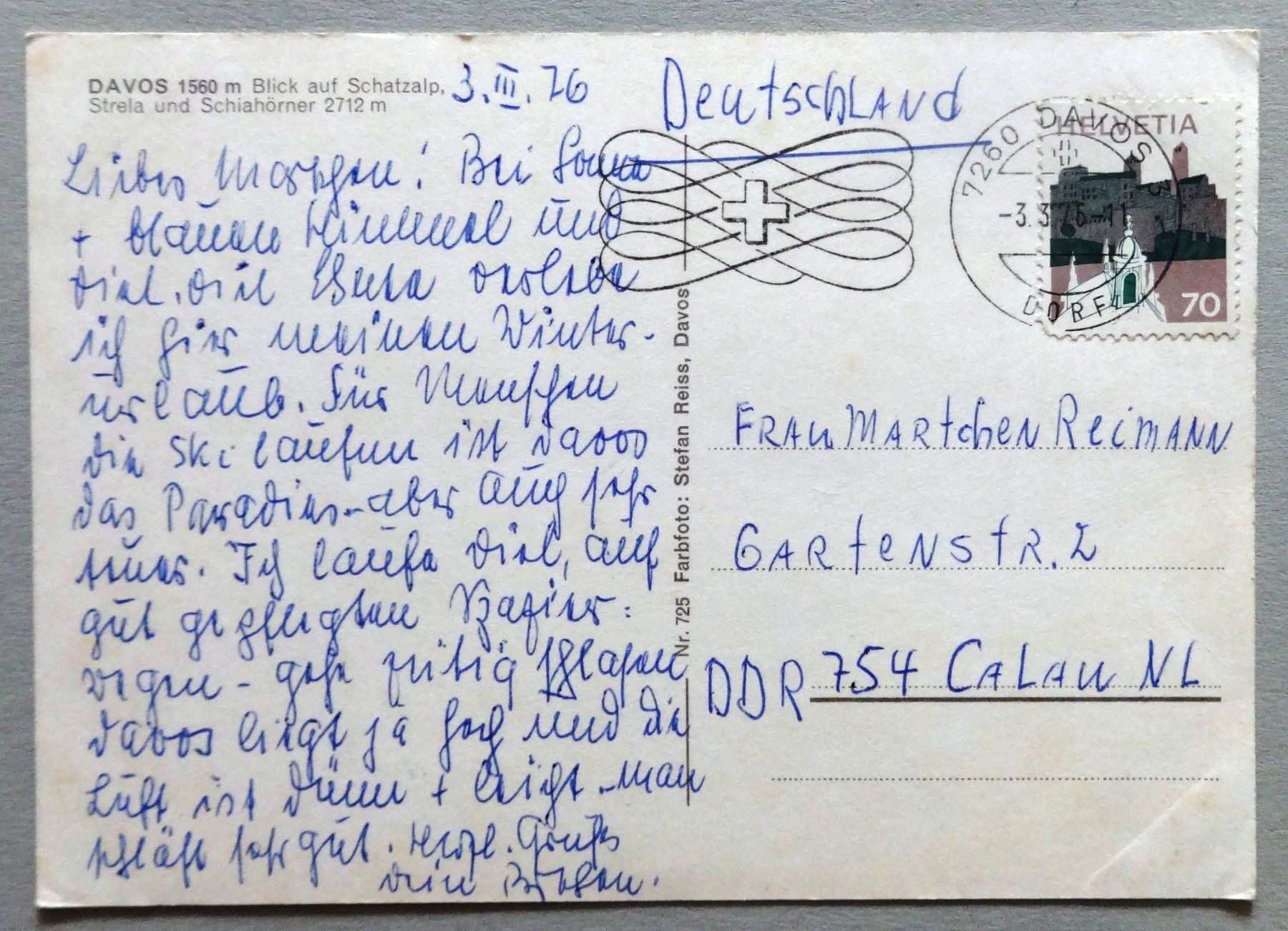 Cartoline postali: Davos 1560 m, Blick auf Schatzalp – Difettoso da Fétigny venduto da Billy2miny 1