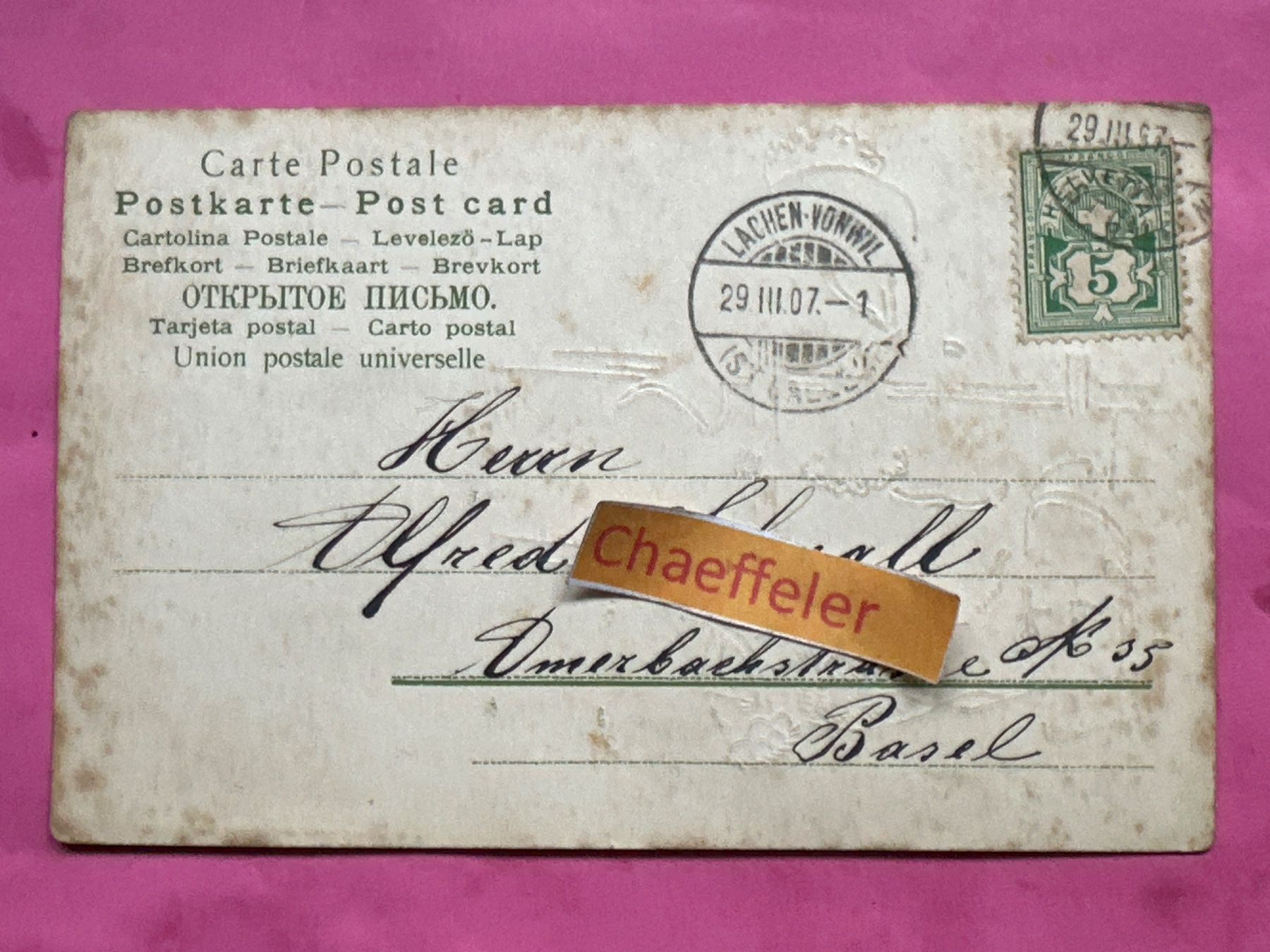 Cartoline postali: 1907 Fröhliche Ostern – Usato da Zürich venduto da Chaeffeler 1