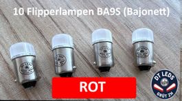10x BA9S (BAJONETT) LED Lampen Rot 6.3V – 2 LEDs