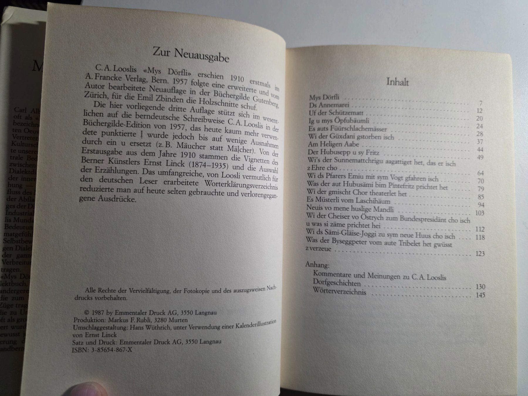 Libri: Mys Dörfli - C.A. Loosli - 1987 – Usato da Walterswil BE venduto da Lonitti 3