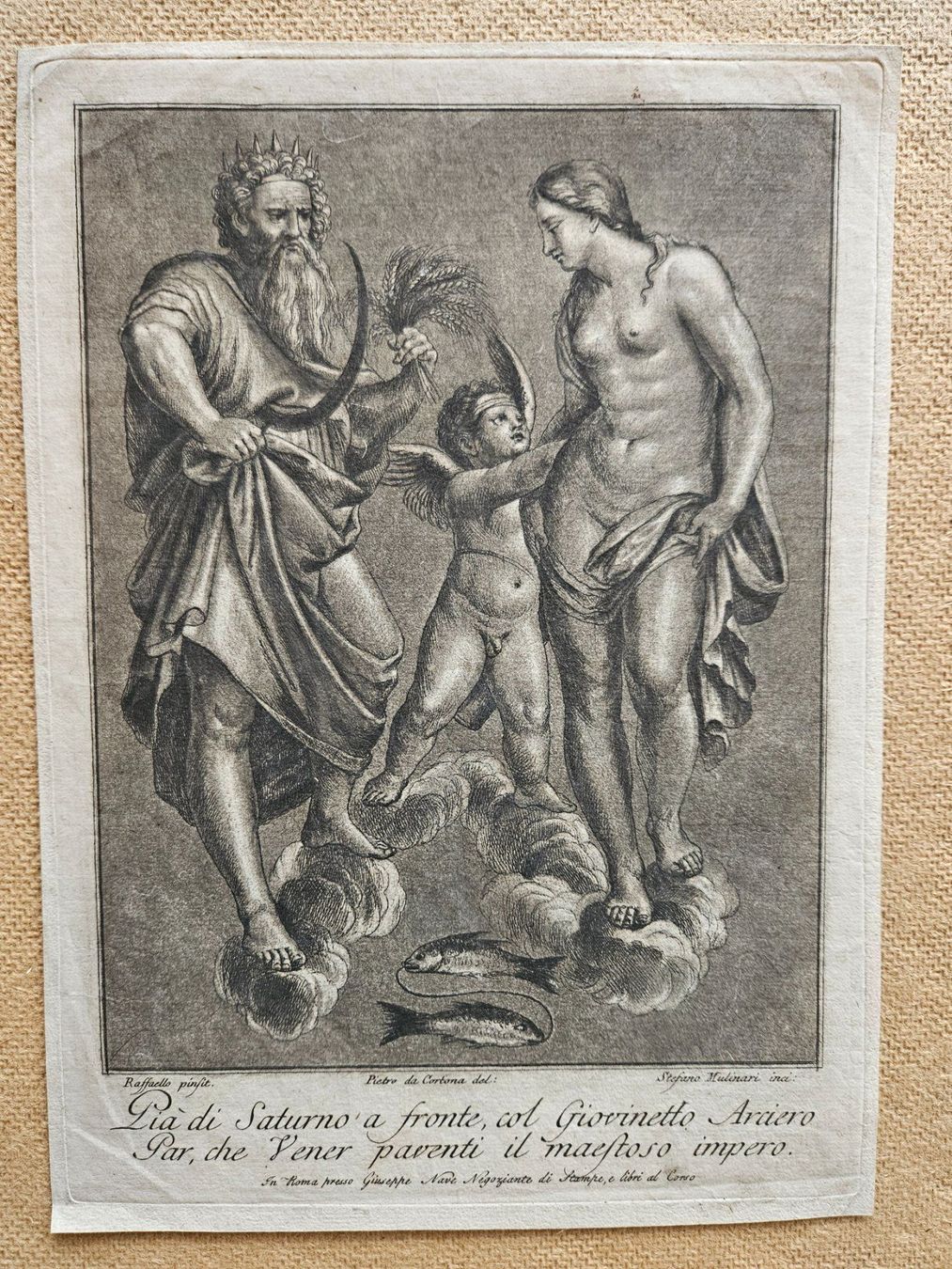 Incisioni: Schabkunstblatt "Saturn, Venus und Amor" – Usato da Wisen SO venduto da gralstrand