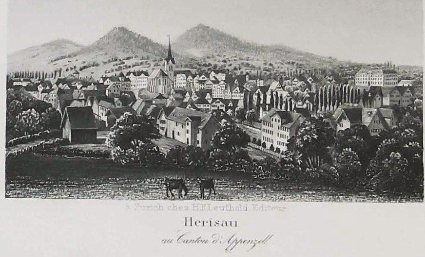 Stiche: Herisau  Aquatinta von Leuthold – Gebraucht aus Rafz von Helvet32 1