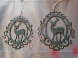 Neu: 2x Hirsch Deko Anhänger, Metall