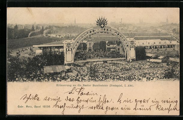 Cartoline postali: Basel, Bundesfeier, Festspiel-Aufführun – Usato da Berlin venduto da bartko-reher