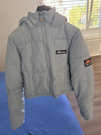 Ellesse puffer jacket light blue with hood good condition
